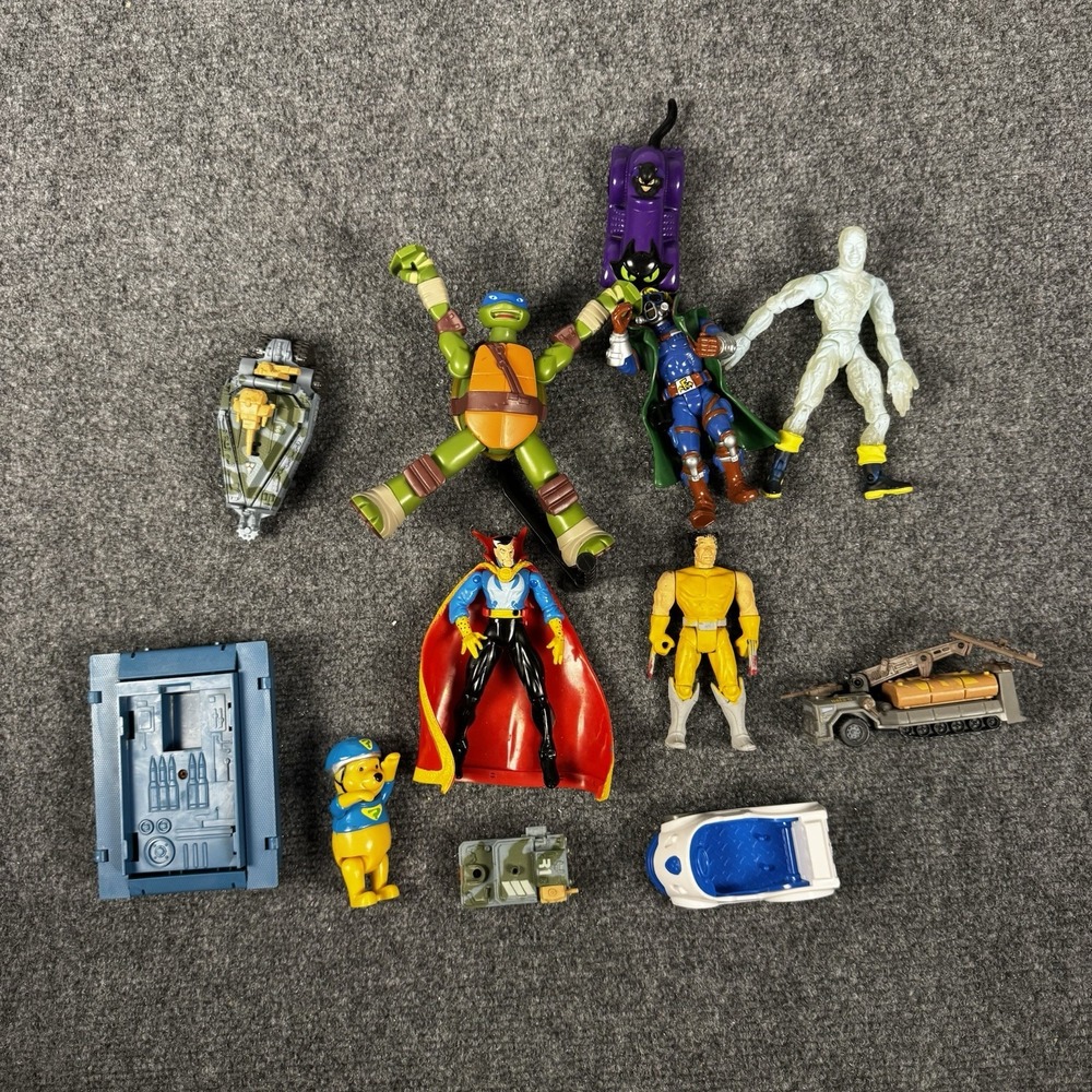 Vintage Action Figure Lot 80s 90s TMNT ToyBiz Marvel Playmates Mixed Toy Lot